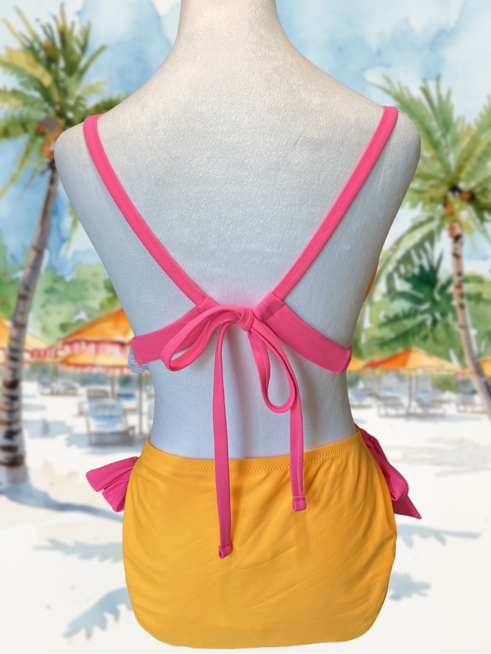WILD FABLE Women's 1X Bikini Set Reversible Psychedelic Swirl Orange Pink NWT - Picture 9 of 14